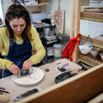 Rebecca Brown working in her studio 2019